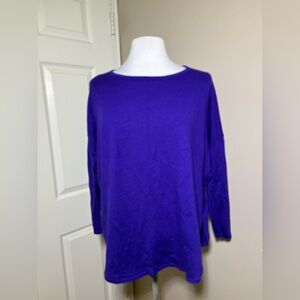BASLER Vibrant Purple Long Sleeve Wool & Silk Lightweight Sweater Size 48/US 2X